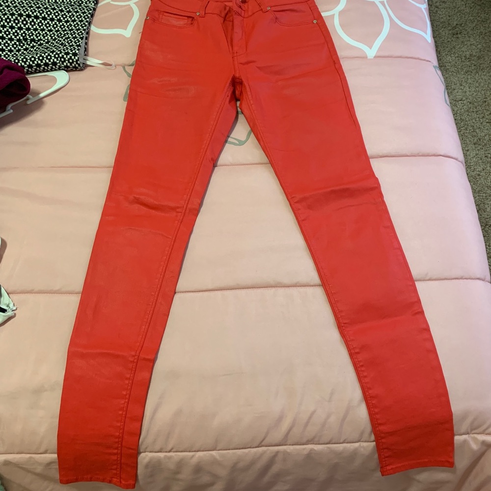 Mango waxed skinny jeans